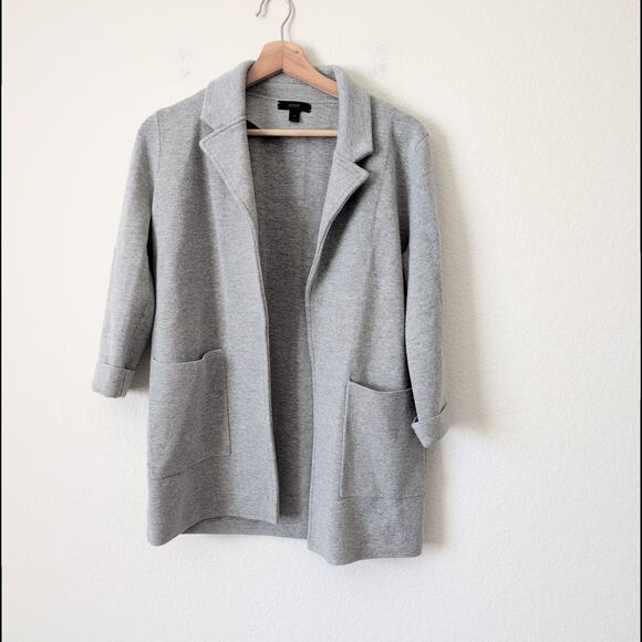 J. CREW Sophie Open Front Sweater Blazer Heather Gray Size XS Womens Excellent - Picture 11 of 12
